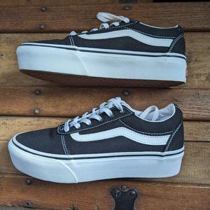 Women's VANS Old Skool School Stackform Platform Shoe Low Top Sneakers Black 7